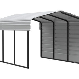 Arrow 10x15 Steel Carport Kit w/1-Sided Enclosure - Eggshell