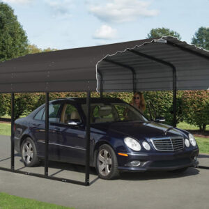 Arrow 10x15x7 Steel Auto Carport Kit - Charcoal