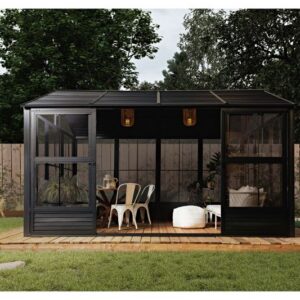 Gazebo Penguin 11x10 Myrdal Metal Roof Solarium - Black